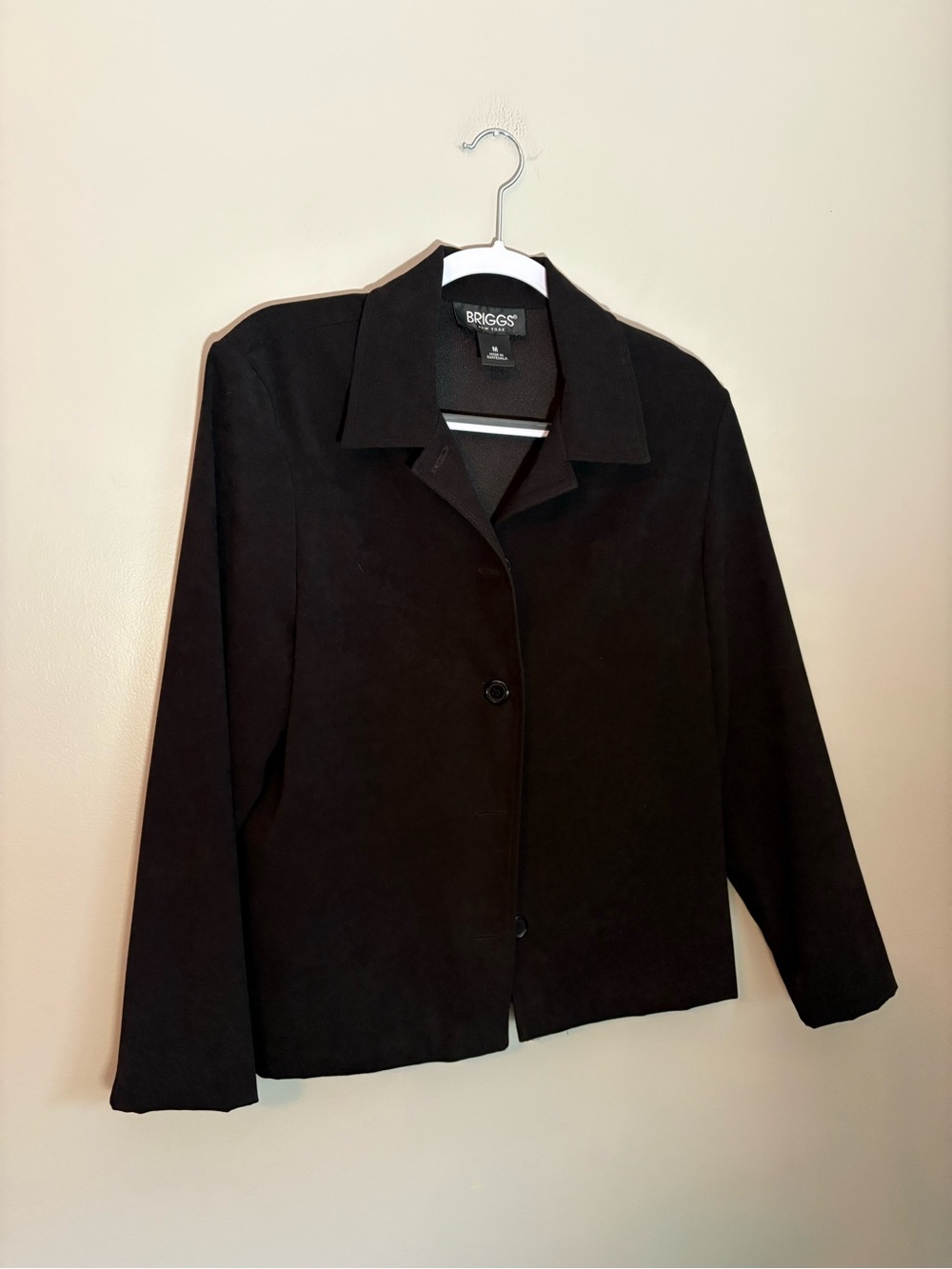 Briggs New York Black Faux Suede Button-Front Jacket Size M Minimalist Classic